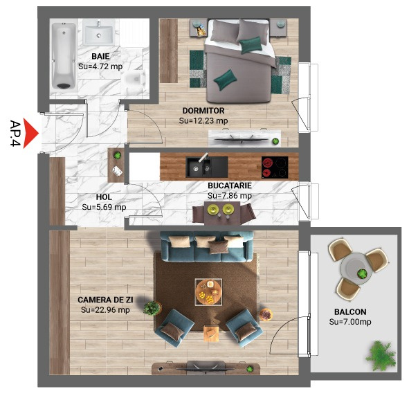 Apartament 2 camere de închiriat – Greenfield Teilor, Sector 1, Bucuresti