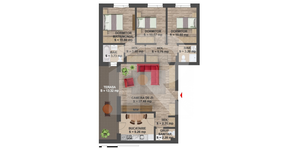 Apartament in Greenfield - Platanilor, bloc 2017 cu 2 locuri de parcare