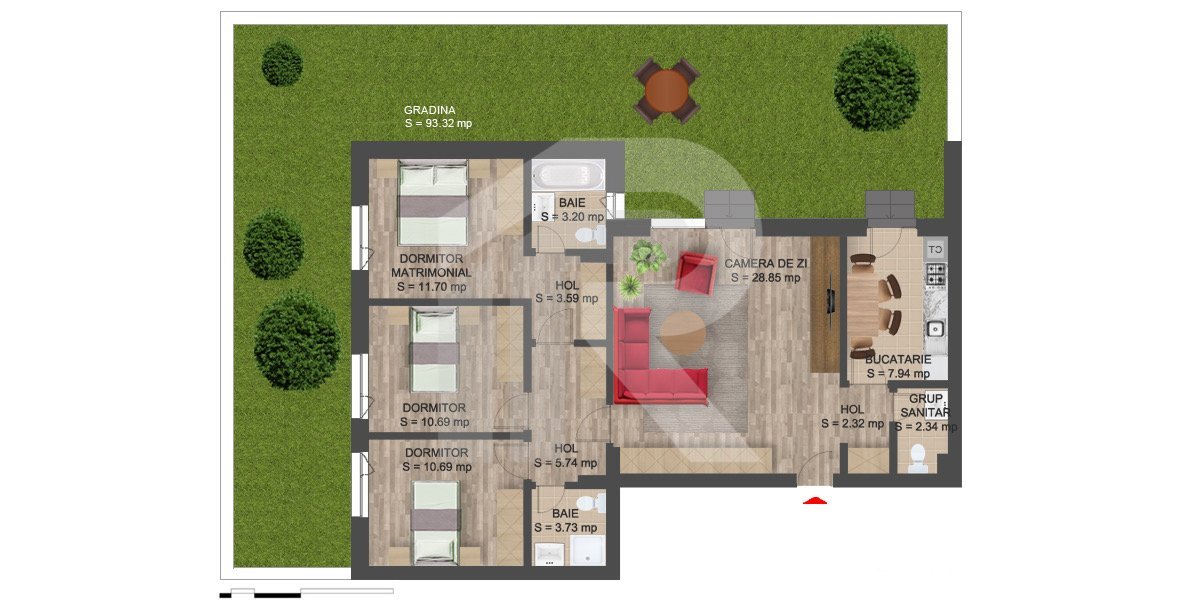 4 camere Pădurea Baneasa-Greenfield, cu GRĂDINA 